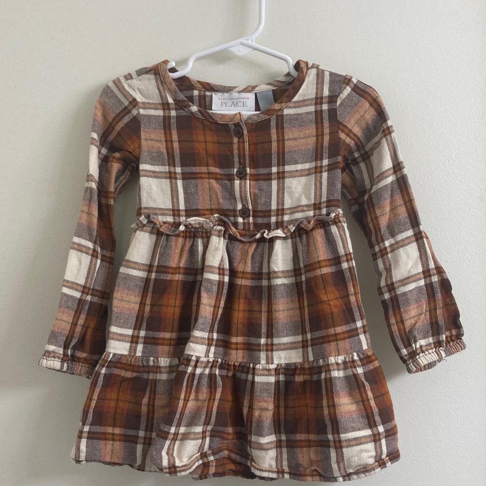 Children’s Place Brown Plaid Long Sleeve Dress